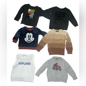 LOT of 6 Baby Boy Sweaters Longsleeve & Short Sleeve Garanimals Disney Childrens